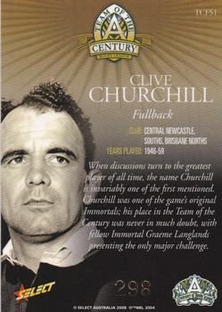2008 NRL Centenary - Team of the Century Foil Signature #TCFS1 Clive Churchill Back